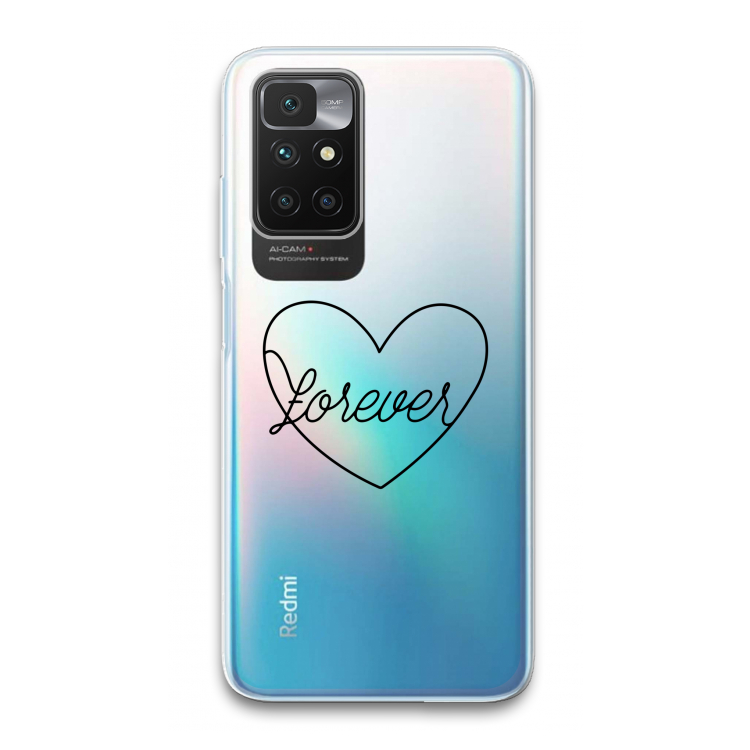 Forever heart black: Xiaomi Redmi 10 Transparant Hoesje