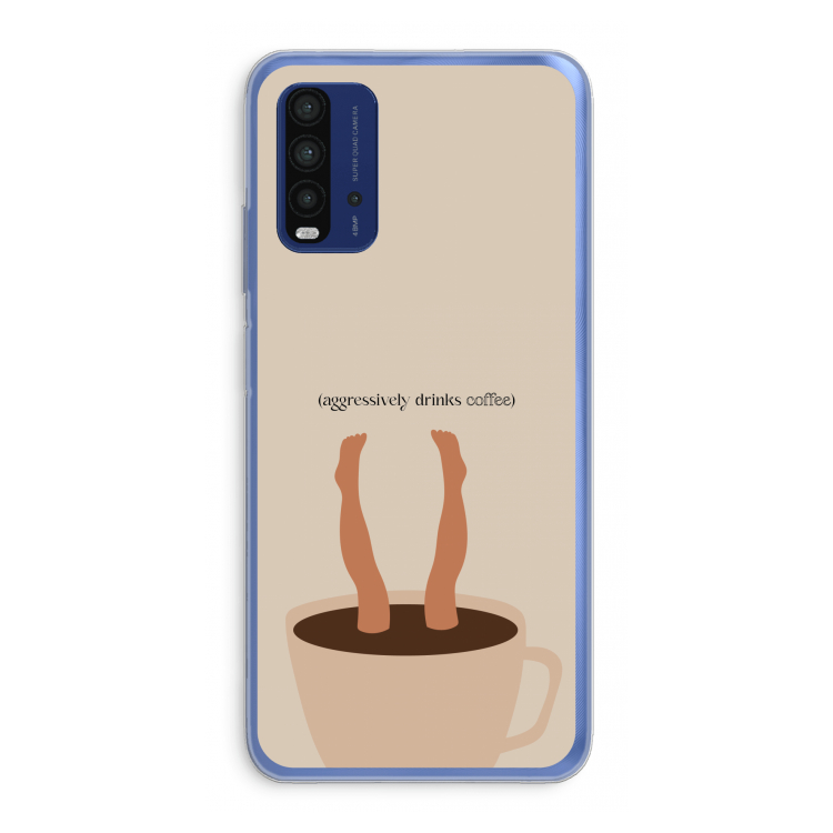 Aggressively drinks coffee: Xiaomi Redmi 9T Transparant Hoesje