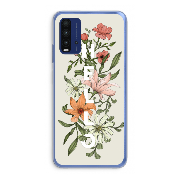 Hello bloemen: Xiaomi Redmi 9T Transparant Hoesje