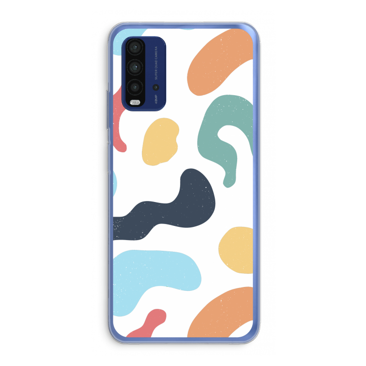 Memphis Shapes Blue: Xiaomi Redmi 9T Transparant Hoesje
