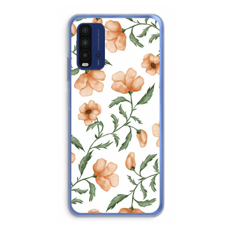 Peachy flowers: Xiaomi Redmi 9T Transparant Hoesje