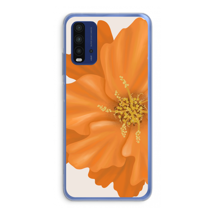 Orange Ellila flower: Xiaomi Redmi 9T Transparant Hoesje