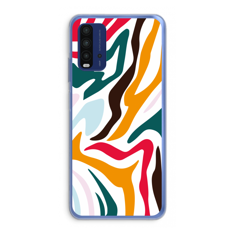 Colored Zebra: Xiaomi Redmi 9T Transparant Hoesje