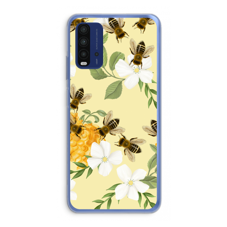 No flowers without bees: Xiaomi Redmi 9T Transparant Hoesje