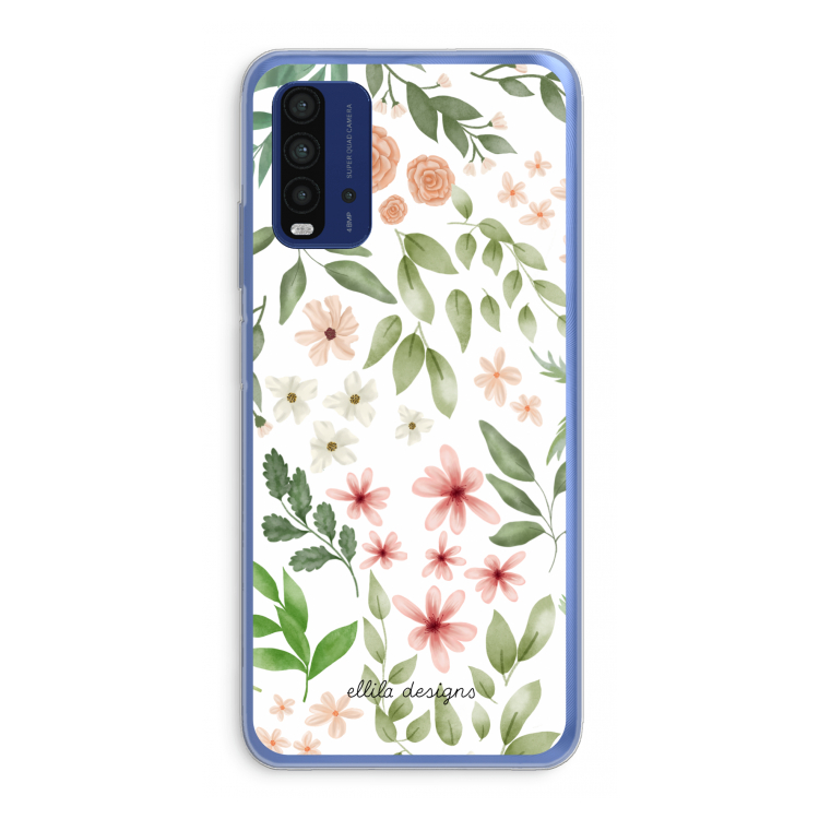 Botanical sweet flower heaven: Xiaomi Redmi 9T Transparant Hoesje