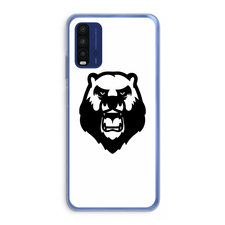 Angry Bear (white): Xiaomi Redmi 9T Transparant Hoesje