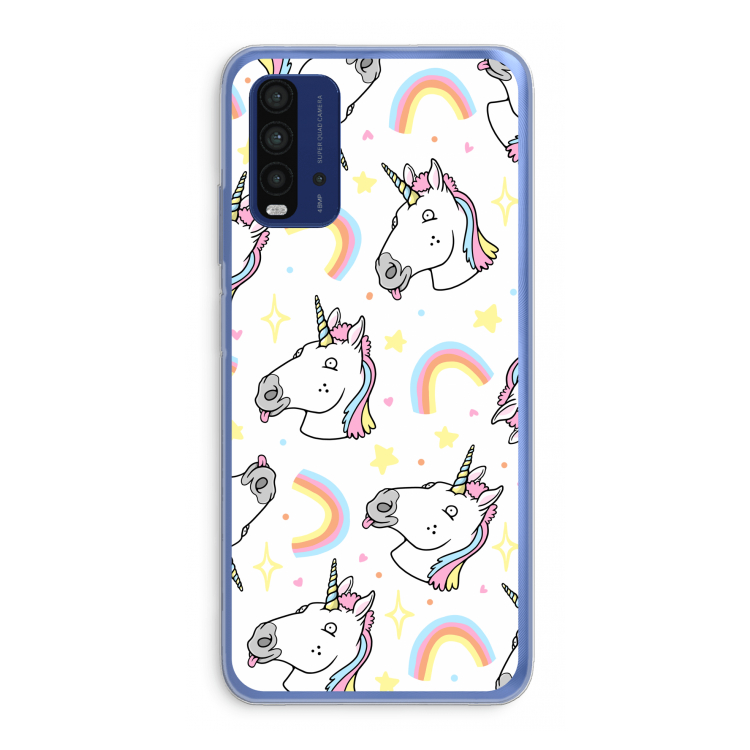 Rainbow Unicorn: Xiaomi Redmi 9T Transparant Hoesje