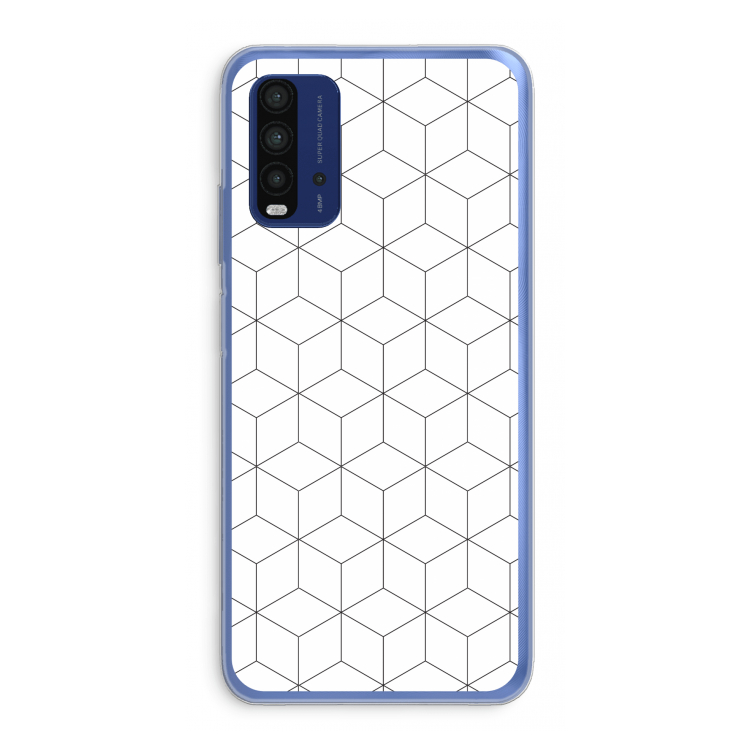 Zwart-witte kubussen: Xiaomi Redmi 9T Transparant Hoesje