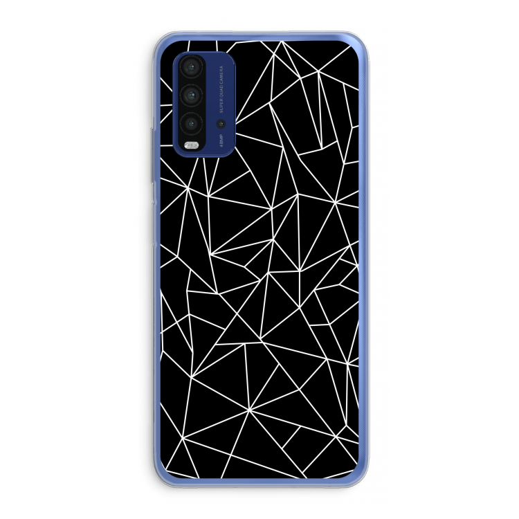 Geometrische lijnen wit: Xiaomi Redmi 9T Transparant Hoesje