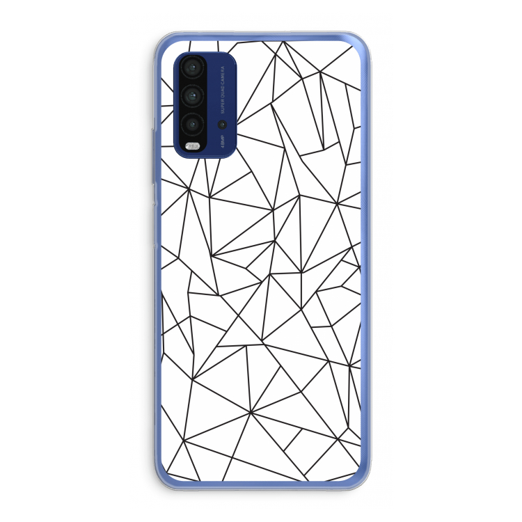 Geometrische lijnen zwart: Xiaomi Redmi 9T Transparant Hoesje