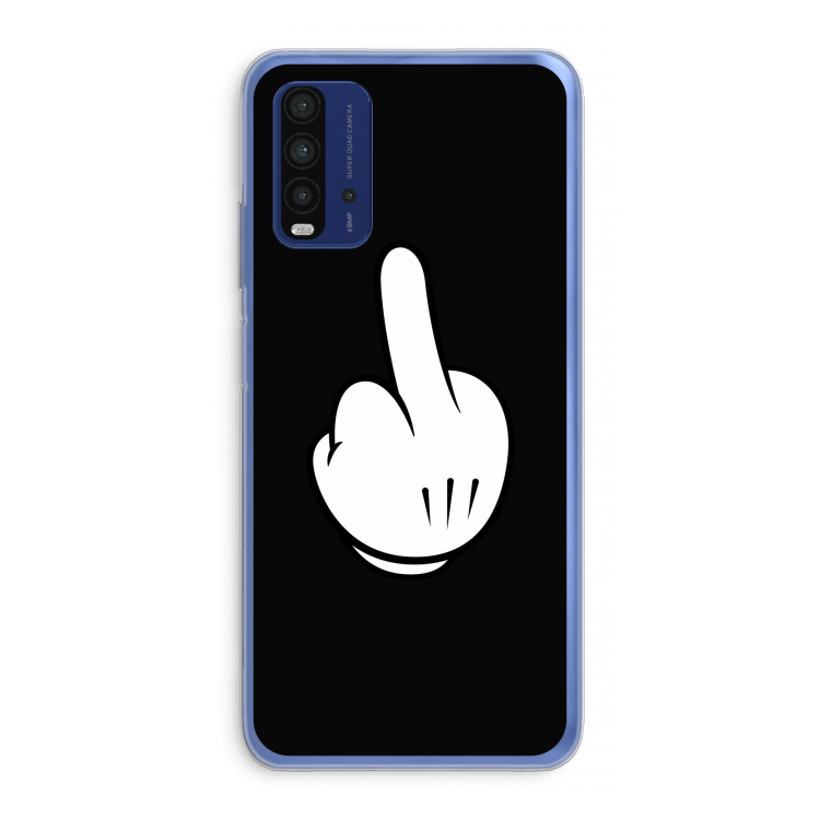 Middle finger black: Xiaomi Redmi 9T Transparant Hoesje