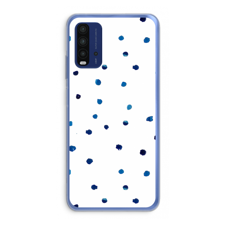 Blauwe stippen: Xiaomi Redmi 9T Transparant Hoesje