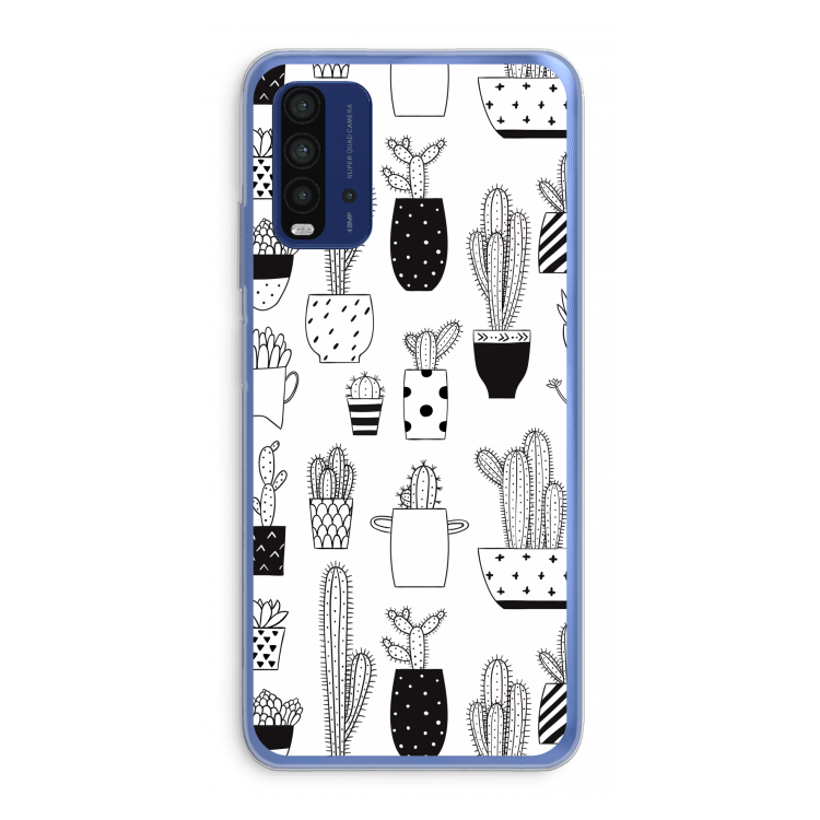 Cactusmotief: Xiaomi Redmi 9T Transparant Hoesje