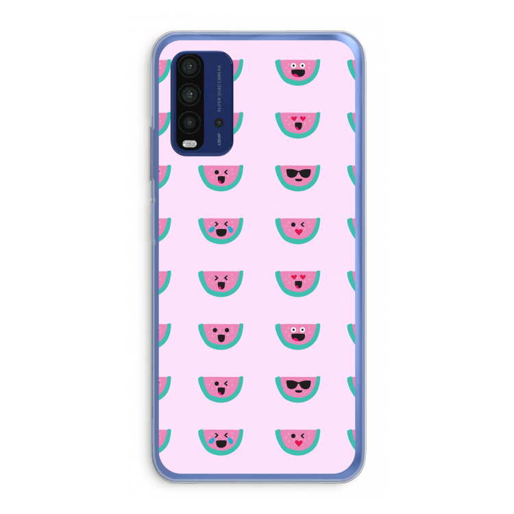 Smiley watermeloenprint: Xiaomi Redmi 9T Transparant Hoesje