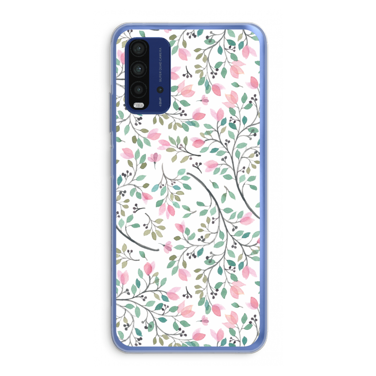 Sierlijke bloemen: Xiaomi Redmi 9T Transparant Hoesje