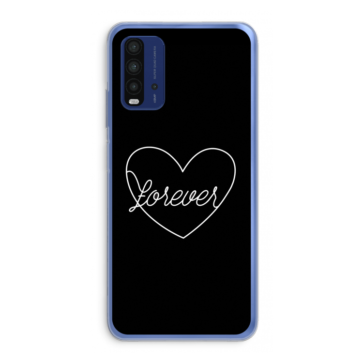 Forever heart black: Xiaomi Redmi 9T Transparant Hoesje