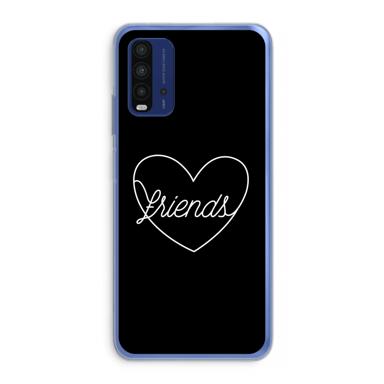 Friends heart black: Xiaomi Redmi 9T Transparant Hoesje