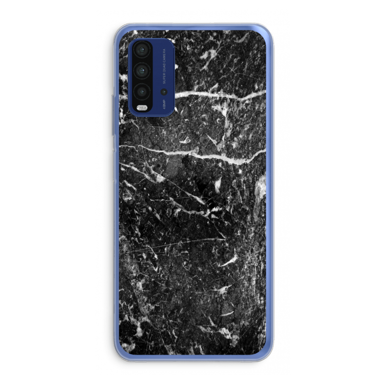 Zwart marmer: Xiaomi Redmi 9T Transparant Hoesje
