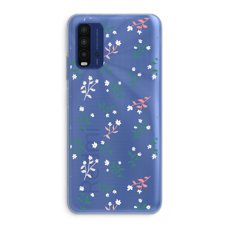 Small white flowers: Xiaomi Redmi 9T Transparant Hoesje