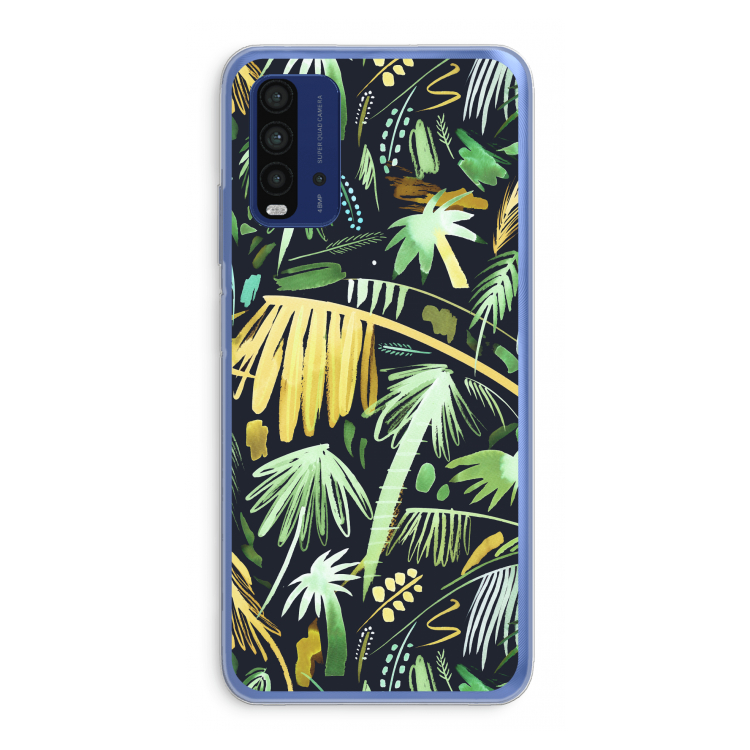 Tropical Palms Dark: Xiaomi Redmi 9T Transparant Hoesje