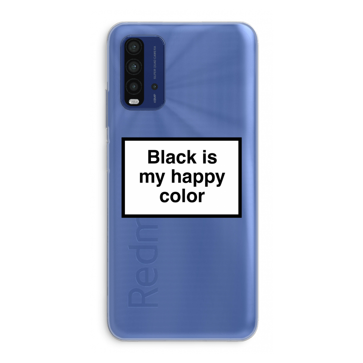Black is my happy color: Xiaomi Redmi 9T Transparant Hoesje