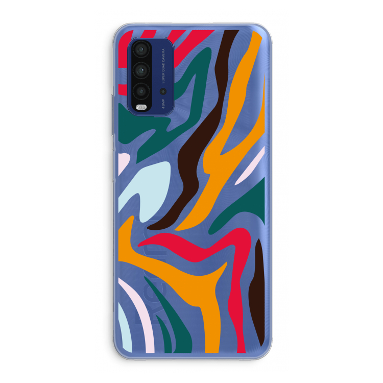 Colored Zebra: Xiaomi Redmi 9T Transparant Hoesje