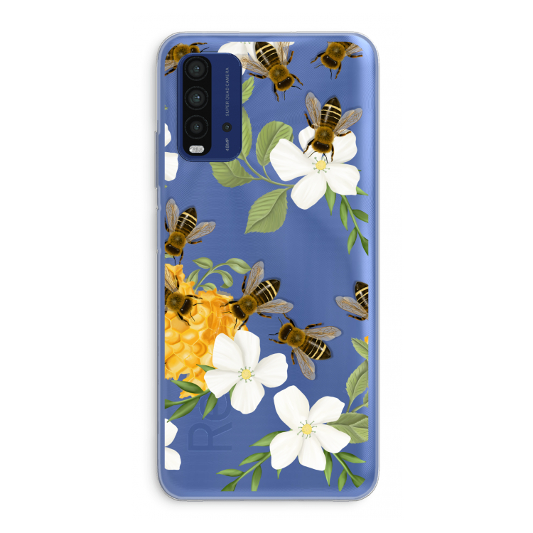 No flowers without bees: Xiaomi Redmi 9T Transparant Hoesje