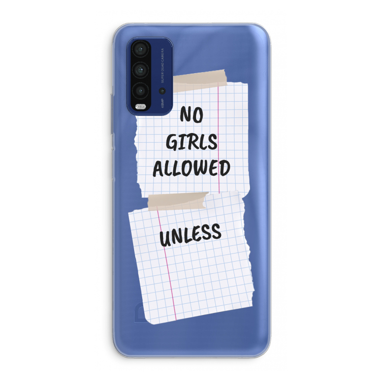 No Girls Allowed Unless: Xiaomi Redmi 9T Transparant Hoesje