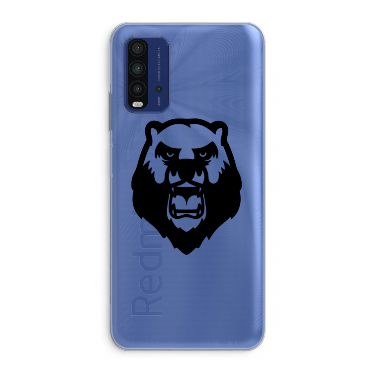 Angry Bear (black): Xiaomi Redmi 9T Transparant Hoesje