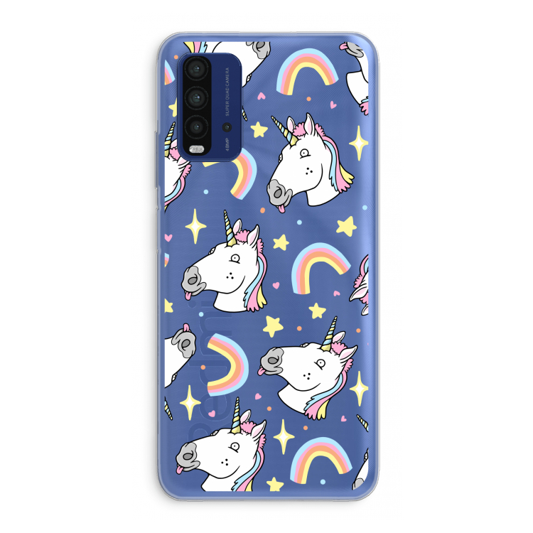 Rainbow Unicorn: Xiaomi Redmi 9T Transparant Hoesje