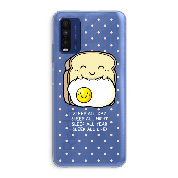 Sleep All Day: Xiaomi Redmi 9T Transparant Hoesje