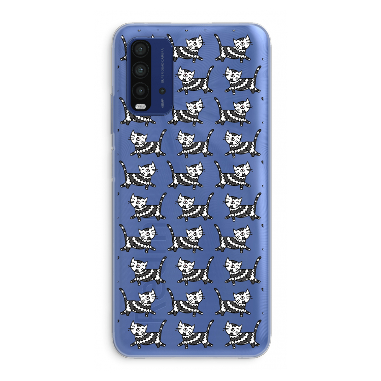 Zwarte poes: Xiaomi Redmi 9T Transparant Hoesje