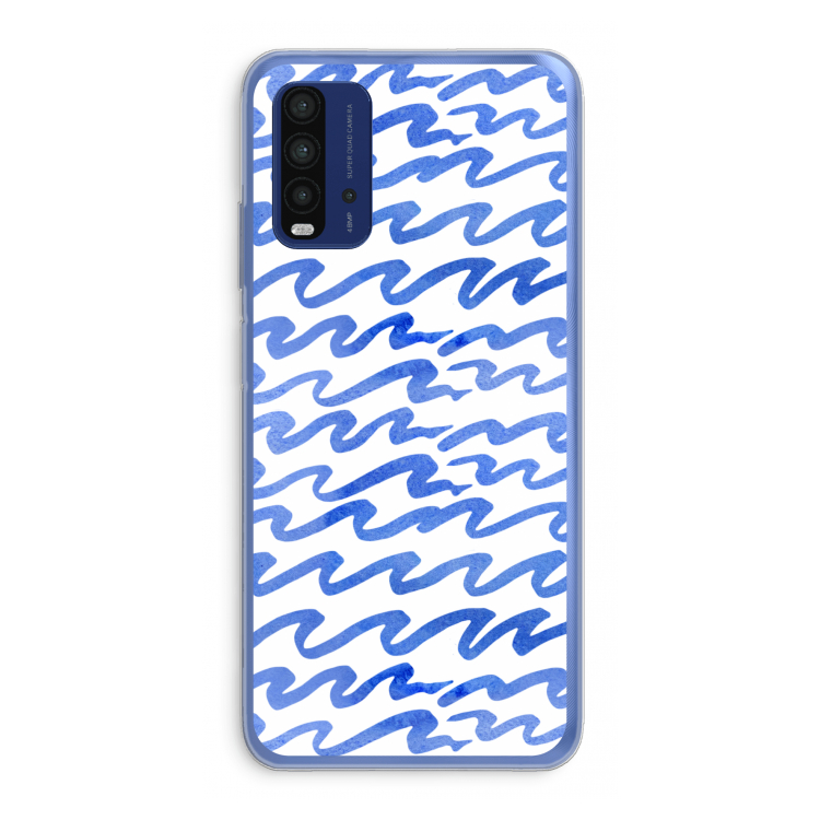 Blauwe golven: Xiaomi Redmi 9T Transparant Hoesje