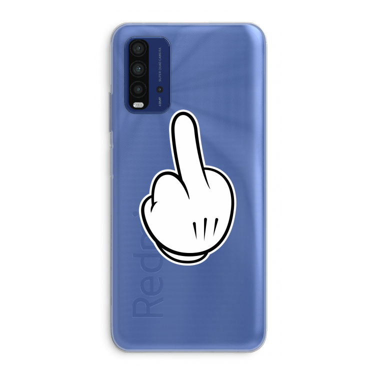 Middle finger white: Xiaomi Redmi 9T Transparant Hoesje