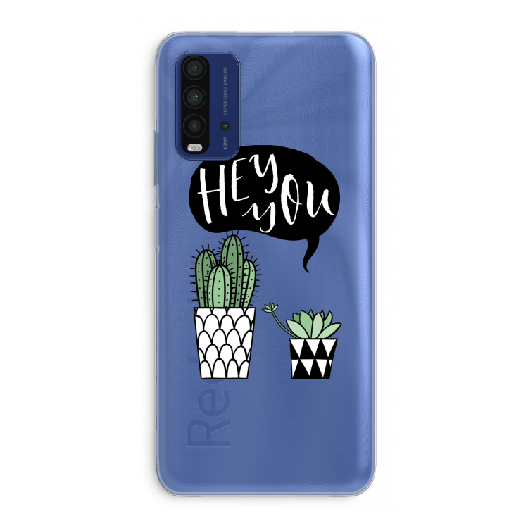 Hey you cactus: Xiaomi Redmi 9T Transparant Hoesje