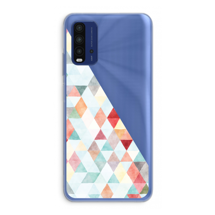 Gekleurde driehoekjes pastel: Xiaomi Redmi 9T Transparant Hoesje