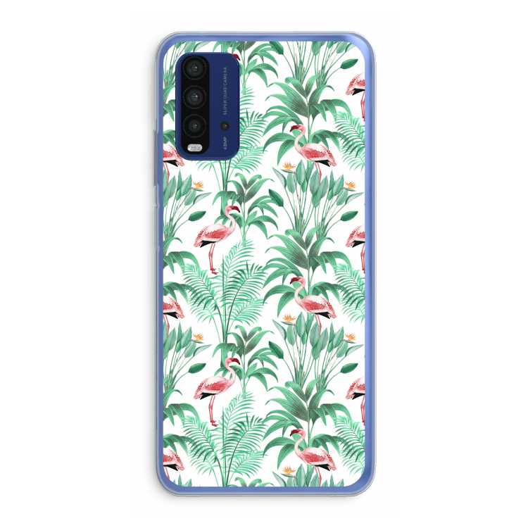 Flamingo bladeren: Xiaomi Redmi 9T Transparant Hoesje