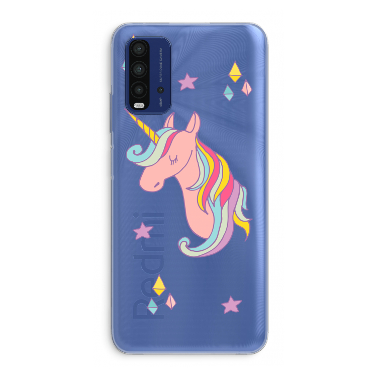 Roze eenhoorn: Xiaomi Redmi 9T Transparant Hoesje