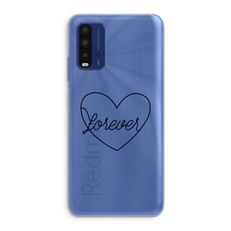 Forever heart black: Xiaomi Redmi 9T Transparant Hoesje
