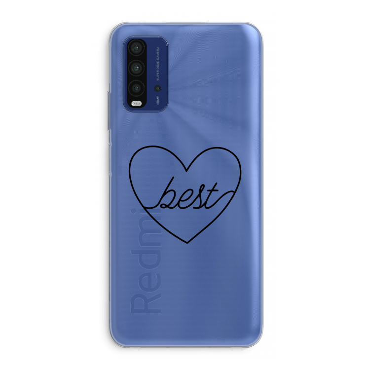 Best heart black: Xiaomi Redmi 9T Transparant Hoesje