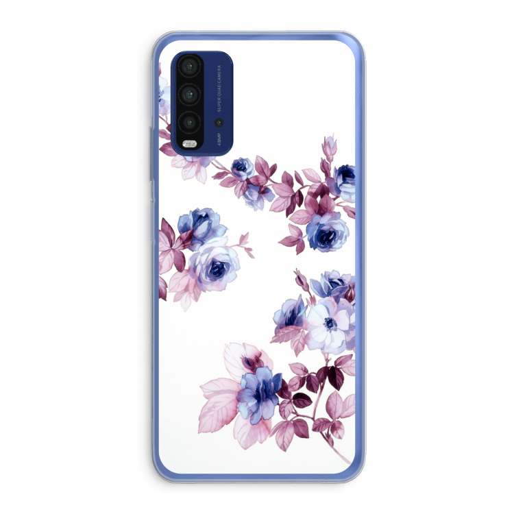 Waterverf bloemen: Xiaomi Redmi 9T Transparant Hoesje