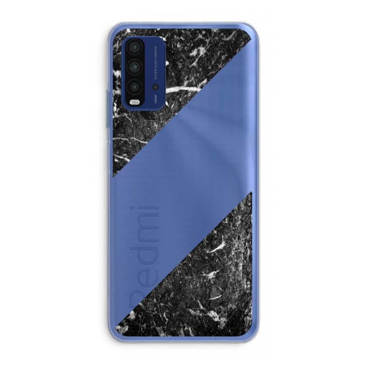 Zwart marmer: Xiaomi Redmi 9T Transparant Hoesje