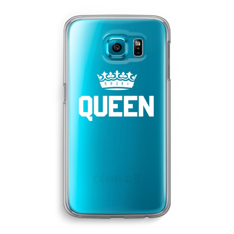 Queen zwart: Samsung Galaxy S6 Transparant Hoesje