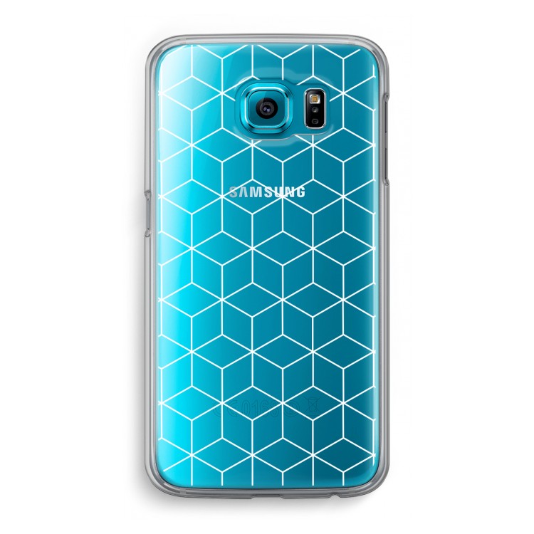 Zwart-witte kubussen: Samsung Galaxy S6 Transparant Hoesje