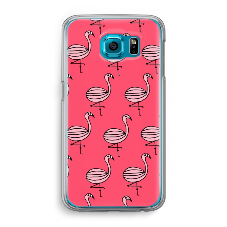 Flamingo: Samsung Galaxy S6 Transparant Hoesje