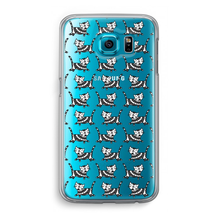 Zwarte poes: Samsung Galaxy S6 Transparant Hoesje