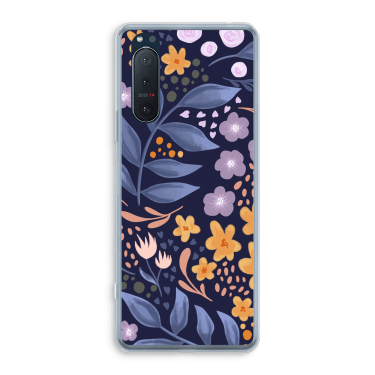 Flowers with blue leaves: Sony Xperia 5 II Transparant Hoesje