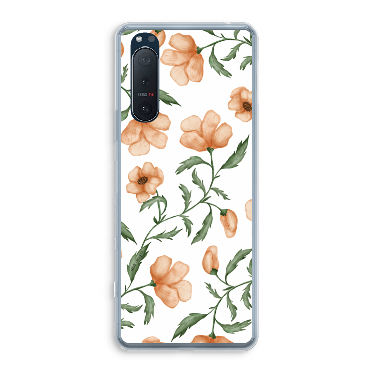 Peachy flowers: Sony Xperia 5 II Transparant Hoesje