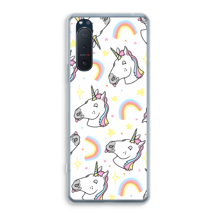 Rainbow Unicorn: Sony Xperia 5 II Transparant Hoesje