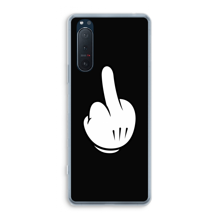 Middle finger black: Sony Xperia 5 II Transparant Hoesje